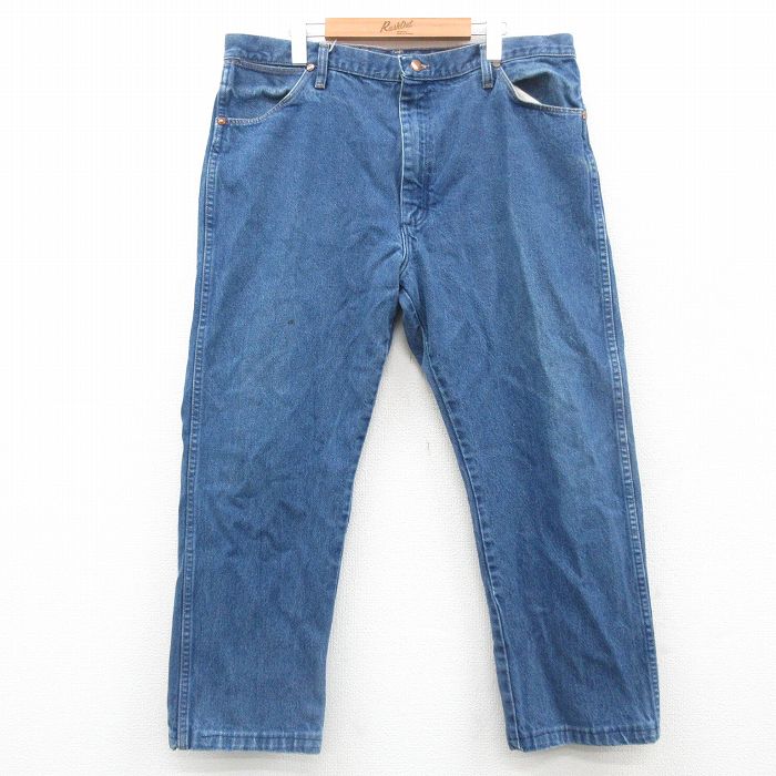 W38★古着 ラングラー Wrangler ジーンズ メンズ 90年代 90s コットン USA製 紺 ネイビー デニム 24nov11 中古 ボトムス ジーパン Gパン ロング パンツ