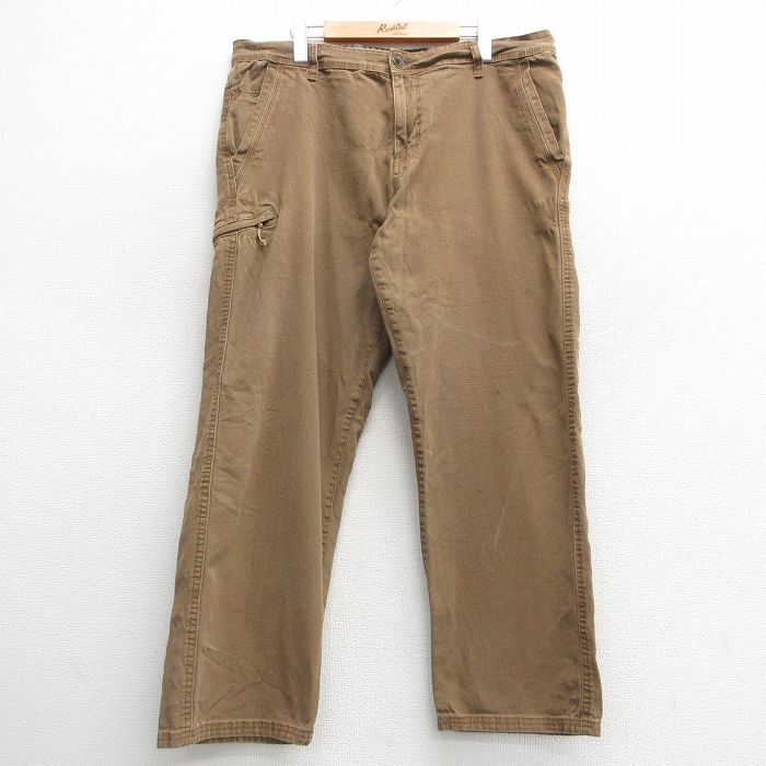 W38★古着 パンツ メンズ ダック地 茶 ブラウン 24nov13 中古 ボトムス ロング