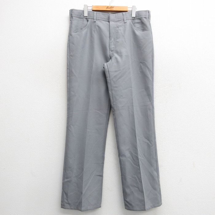 W36★古着 スラックス パンツ メンズ 80年代 80s グレー 24nov13 中古 ボトムス ロング