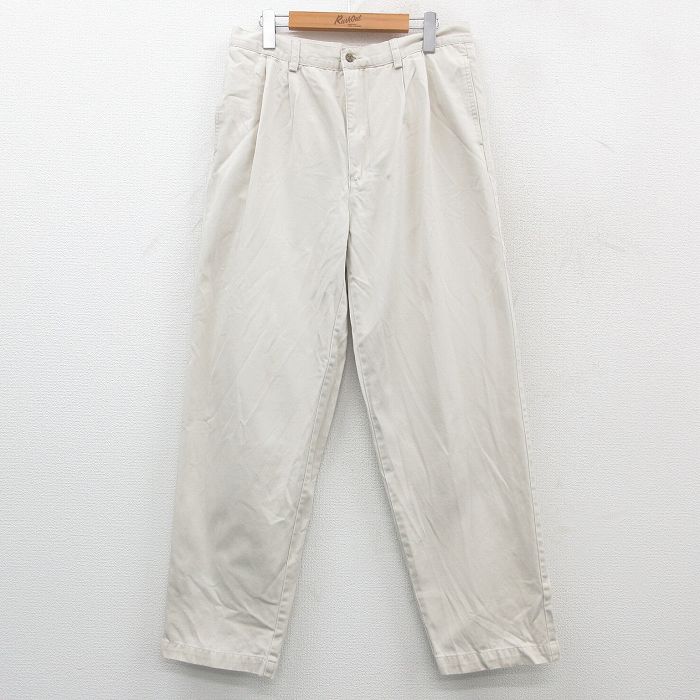 W33★古着 ギャップ GAP チノ パンツ チノパン メンズ 00年代 00s コットン 薄ベージュ カーキ 【spe】 24nov14 中古 ボトムス ロング