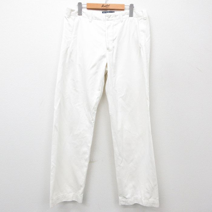 W35★古着 ラルフローレン Ralph Lauren ブランド パンツ メンズ 90年代 90s 白 ホワイト 24nov15 中古 ボトムス ロング