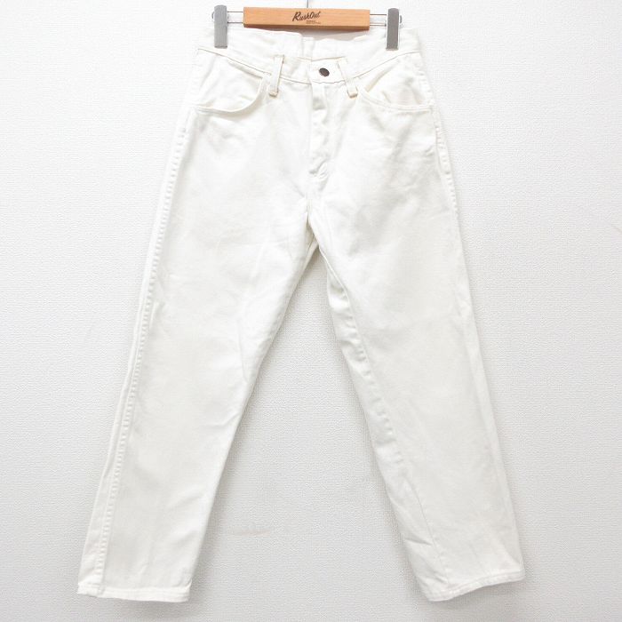 W30★古着 ラスラー ジーンズ メンズ 90年代 90s コットン USA製 白 ホワイト 24nov15 中古 ボトムス ジーパン Gパン ロング パンツ