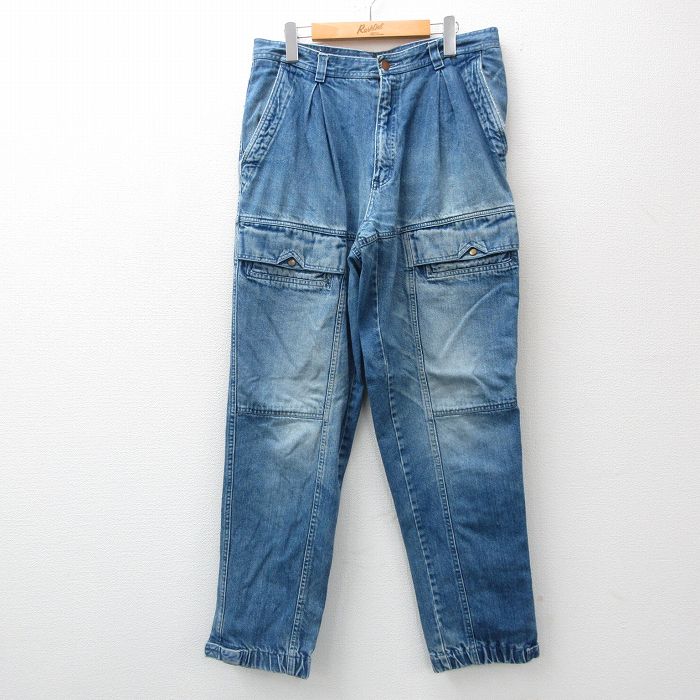 W34★古着 ビューグルボーイ ブッシュ ジーンズ メンズ 90年代 90s コットン 紺 ネイビー デニム 24nov21 中古 ボトムス ジーパン Gパン ロング パンツ