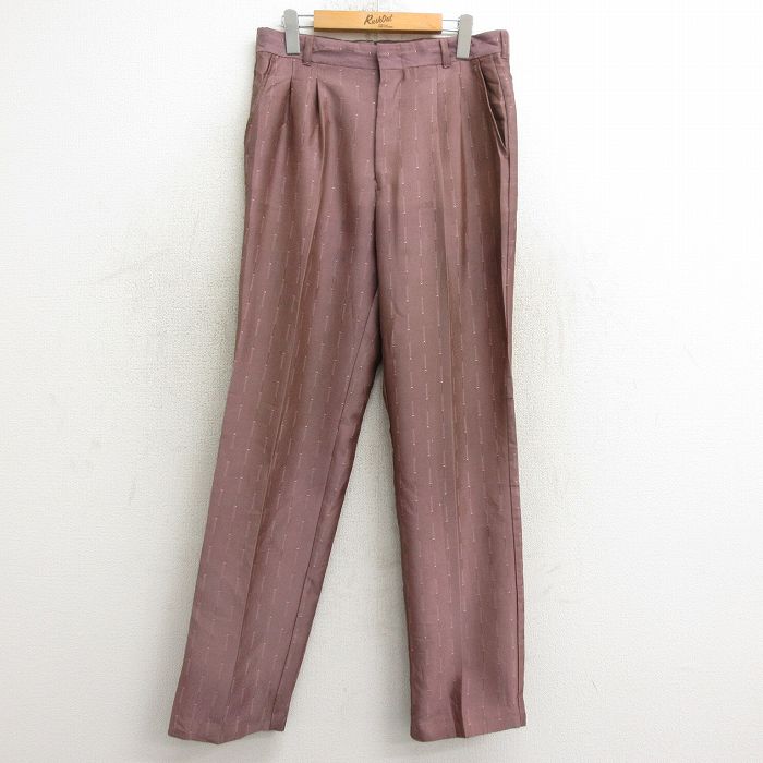 W32★古着 スラックス パンツ メンズ 80年代 80s USA製 エンジ系 24nov22 中古 ボトムス ロング