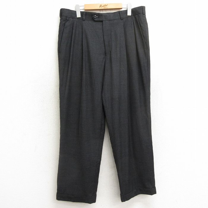 W35★古着 スラックス パンツ メンズ 00年代 00s 黒系 ブラック 24nov22 中古 ボトムス ロング