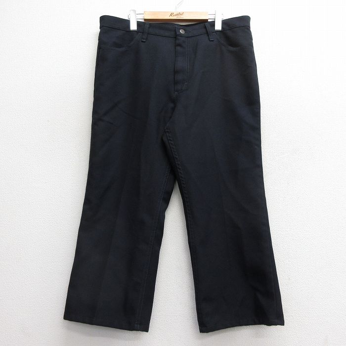 W38★古着 ラングラー Wrangler ランチャー パンツ メンズ 黒 ブラック 24nov25 中古 ボトムス ロング