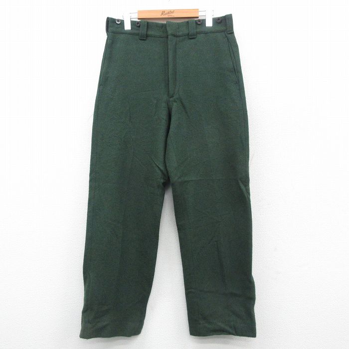W32★古着 ウールリッチ WOOLRICH パンツ メンズ 90年代 90s ウール USA製 緑 グリーン 24nov27 中古 ボトムス ロング