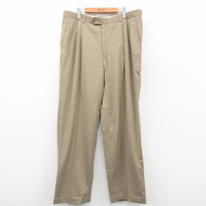 W39★古着 ジバンシー GIVENCHY スラックス パンツ メンズ 90年代 90s ウール USA製 ベージュ カーキ 24nov27 中古 ボトムス ロング