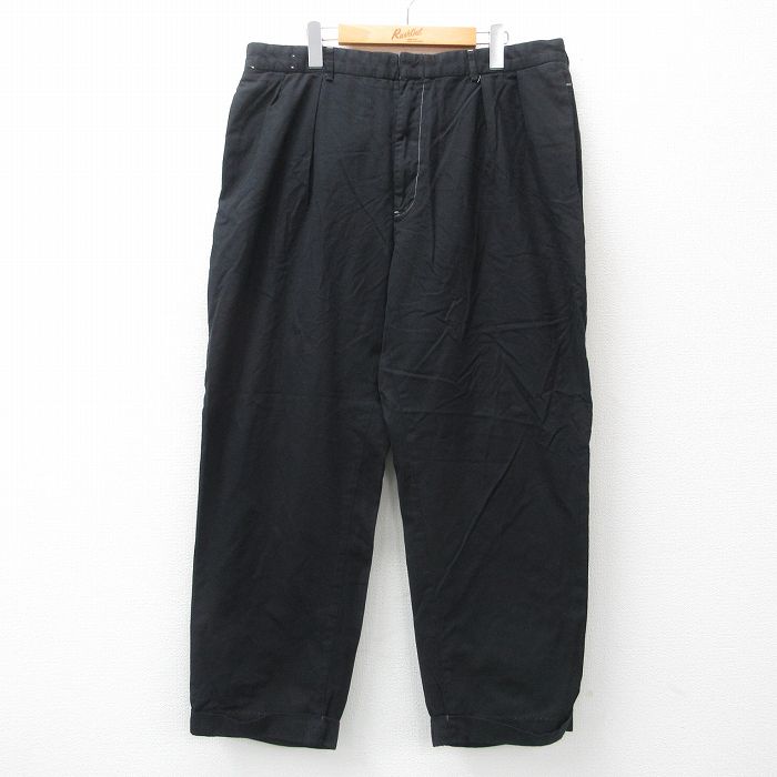 W37★古着 ラルフローレン Ralph Lauren ブランド パンツ メンズ 90年代 90s コットン 黒 ブラック 【spe】 24nov27 中古 ボトムス ロング