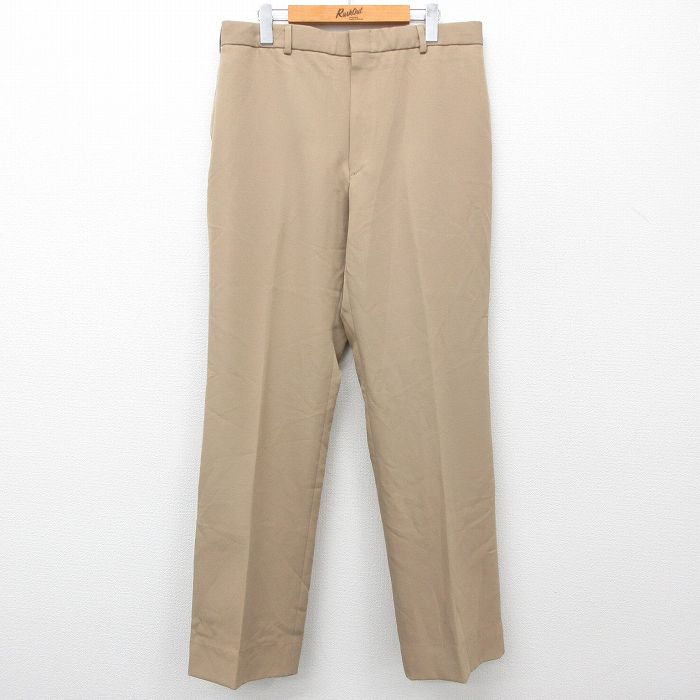 【50%OFF】W35★古着 スラックス パンツ メンズ 80年代 80s ベージュ カーキ 24dec03 中古 ボトムス ロング