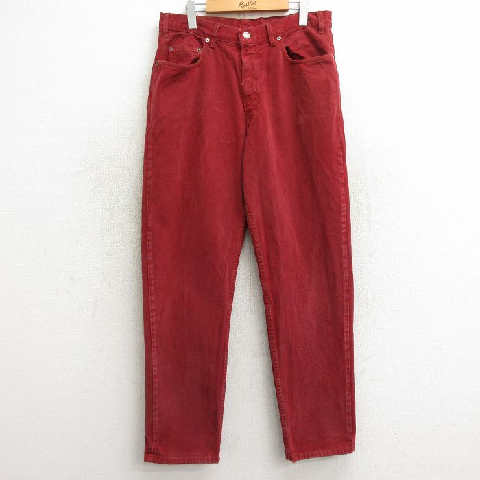W33★古着 ギャップ GAP ジーンズ メンズ 90年代 90s コットン USA製 赤 レッド デニム 【spe】 24dec07 中古 ボトムス ジーパン Gパン ロング パンツ