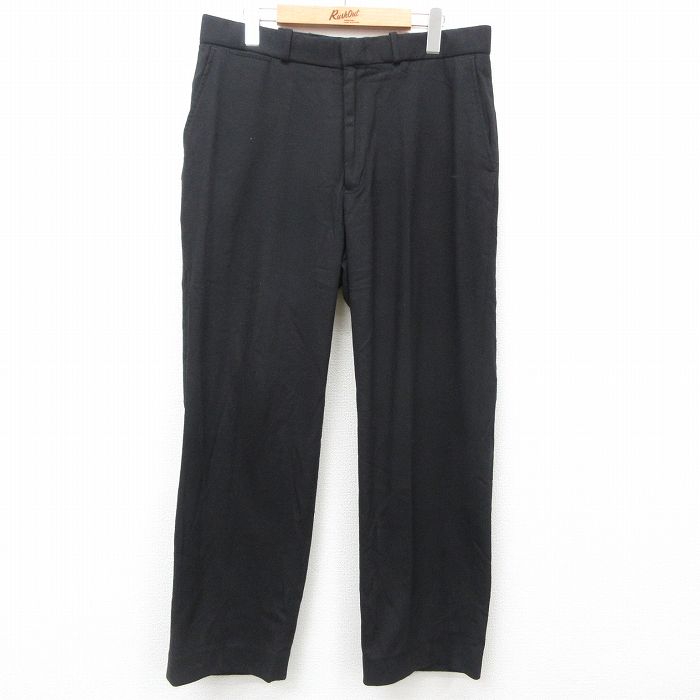 W36★古着 ラルフローレン Ralph Lauren ブランド スラックス パンツ メンズ 90年代 90s ウール 黒 ブラック 24dec09 中古 ボトムス ロング