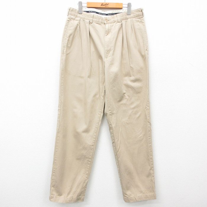 W32★古着 ラルフローレン Ralph Lauren ブランド チノ パンツ チノパン メンズ 90年代 90s ANDREW コットン ベージュ カーキ 24dec09 中古 ボトムス ロング