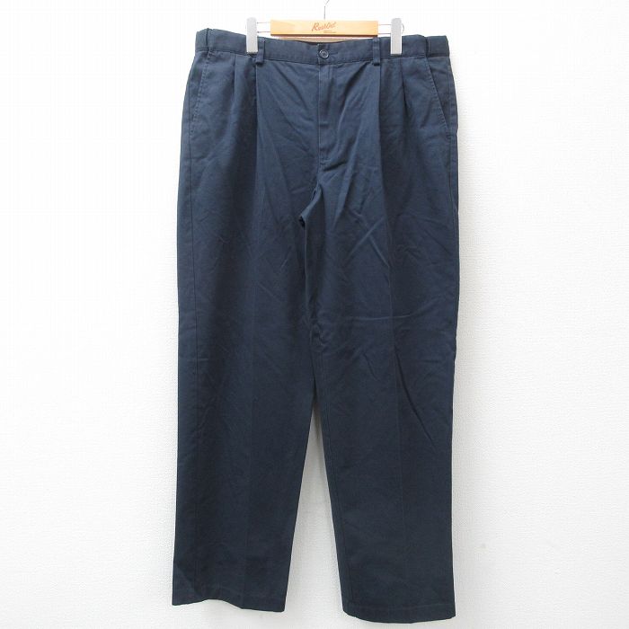 W38★古着 エルエルビーン LLBEAN チノ パンツ チノパン メンズ 00年代 00s コットン 紺 ネイビー 24dec10 中古 ボトムス ロング