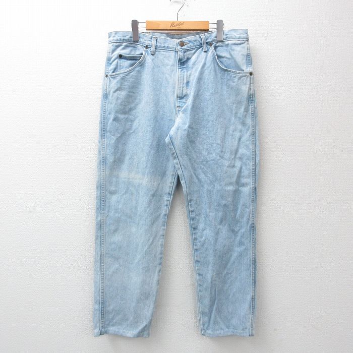 W36★古着 ラングラー Wrangler ジーンズ メンズ 00年代 00s コットン 薄紺 ネイビー デニム 24dec10 中古 ボトムス ジーパン Gパン ロング パンツ