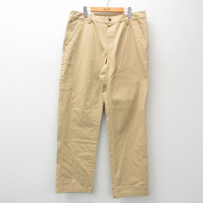 W38★古着 エルエルビーン LLBEAN パンツ メンズ ダック地 コットン ベージュ カーキ 24dec10 中古 ボトムス ロング
