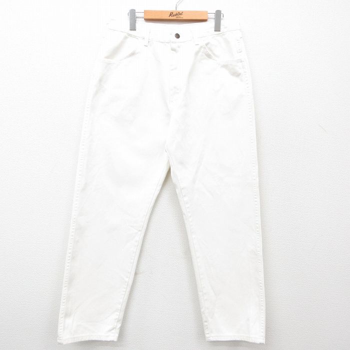 W33★古着 ラスラー ジーンズ メンズ 90年代 90s コットン USA製 白 ホワイト デニム 24dec11 中古 ボトムス ジーパン Gパン ロング パンツ