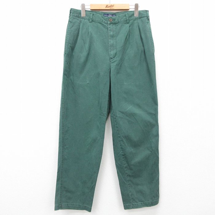W32★古着 アバクロンビー Abercrombie&fitch パンツ メンズ 90年代 90s コットン 緑 グリーン 24dec11 中古 ボトムス ロング