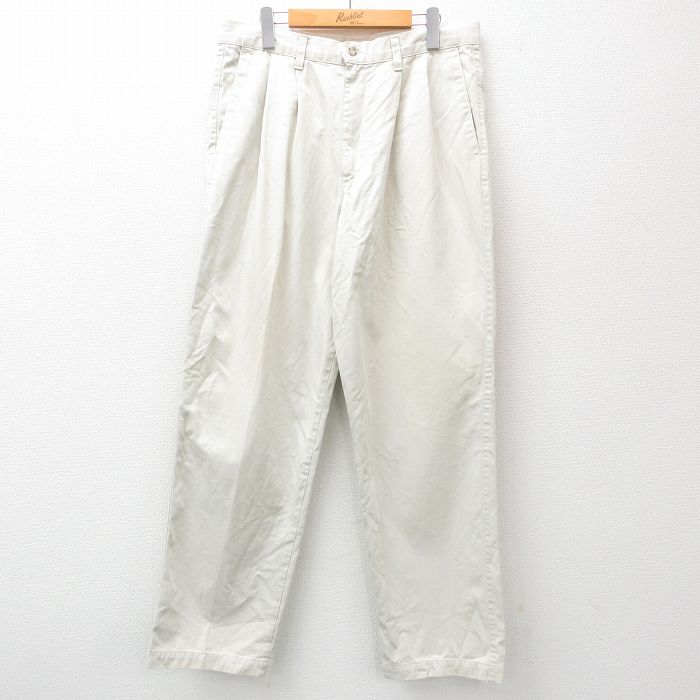 W33★古着 ドッカーズ パンツ メンズ 90年代 90s コットン USA製 生成り 24dec11 中古 ボトムス ロング