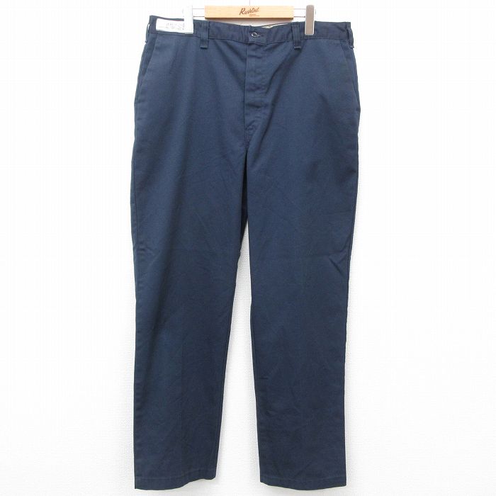 W36★古着 ワーク パンツ メンズ 80年代 80s USA製 濃紺 ネイビー 24dec12 中古 ボトムス ロング
