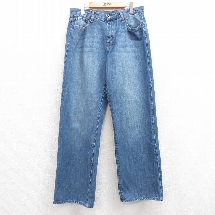 W33★古着 ラッキーブランド Lucky Brand ジーンズ メンズ ヒゲ コットン 紺 ネイビー デニム 24dec13 中古 ボトムス ジーパン Gパン ロング パンツ