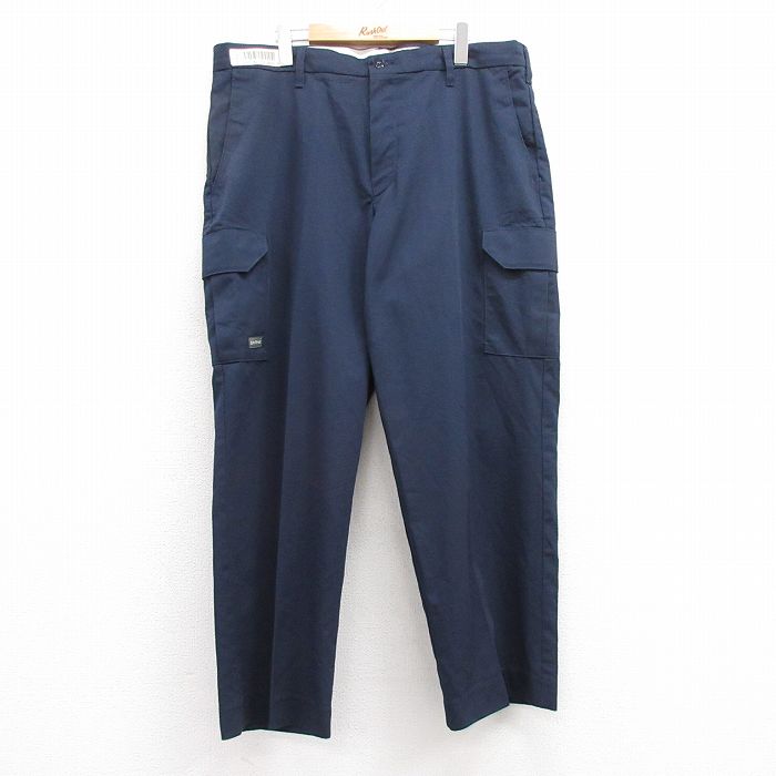 【20%OFF】W39★古着 ワーク カーゴ パンツ メンズ 大きいサイズ 紺 ネイビー 24dec13 中古 ボトムス ロング