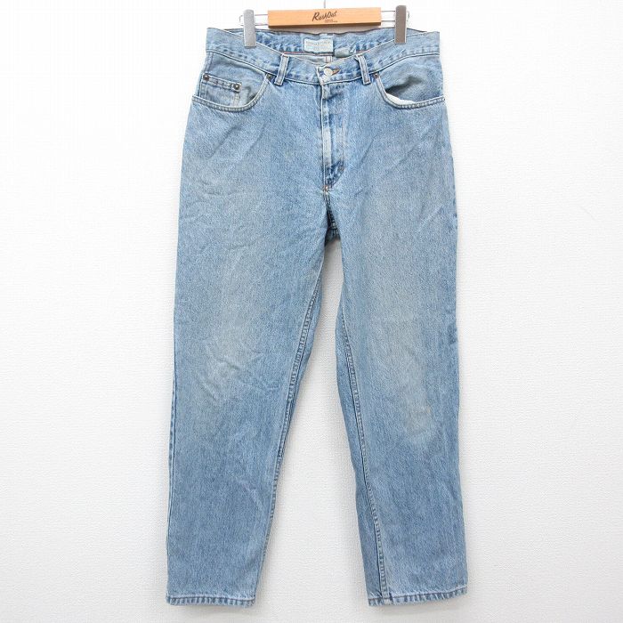 W34★古着 バナナリパブリック BANANA REPUBLIC ジーンズ メンズ 90年代 90s コットン USA製 紺 ネイビー デニム 【spe】 24dec14 中古 ボトムス ジーパン Gパン ロング パンツ