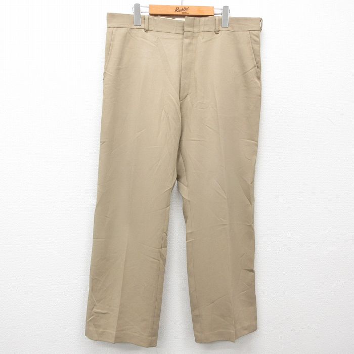 【20%OFF】W37★古着 スラックス パンツ メンズ 80年代 80s USA製 タロン ベージュ カーキ 24dec14 中古 ボトムス ロング