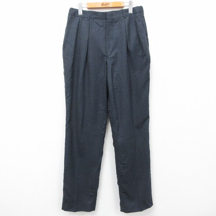 W34★古着 ランズエンド スラックス パンツ メンズ 90年代 90s ウール USA製 紺他 ネイビー 【spe】 24dec14 中古 ボトムス ロング