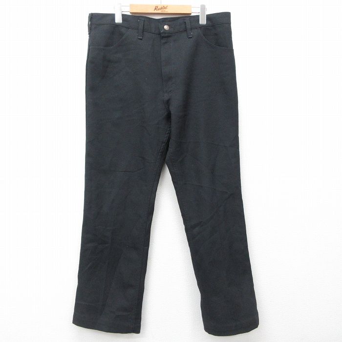 W37★古着 ラングラー Wrangler ランチャー パンツ メンズ 90年代 90s フレア ブーツカット USA製 黒 ブラック 24dec16 中古 ボトムス ロング
