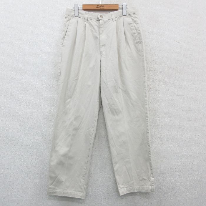 W32★古着 ドッカーズ チノ パンツ チノパン メンズ 90年代 90s コットン USA製 白 ホワイト 24dec17 中古 ボトムス ロング