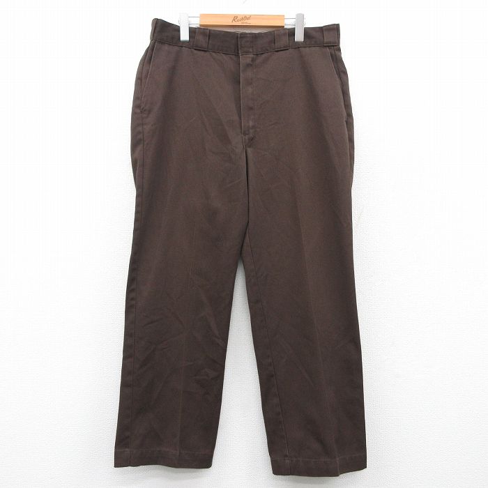 W36★古着 ディッキーズ Dickies ワーク パンツ メンズ 90年代 90s タロン 茶 ブラウン 【spe】 24dec20 中古 ボトムス ロング