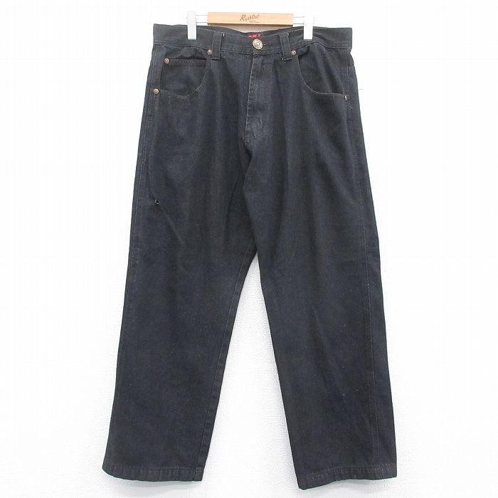 W38★古着 ジーンズ メンズ 黒 ブラック デニム 24dec28 中古 ボトムス ジーパン Gパン ロング パンツ