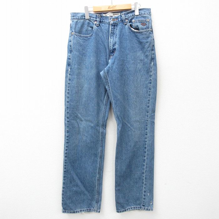 【50%OFF】W36★古着 ハーレーダビッドソン Harley Davidson ジーンズ メンズ コットン 紺 ネイビー デニム 25jan20 中古 ボトムス ジーパン Gパン ロング パンツ