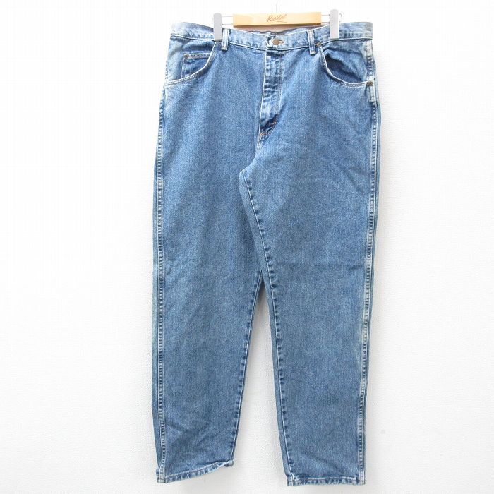 W39★古着 ラングラー Wrangler ジーンズ メンズ コットン 紺 ネイビー デニム 25jan20 中古 ボトムス ジーパン Gパン ロング パンツ