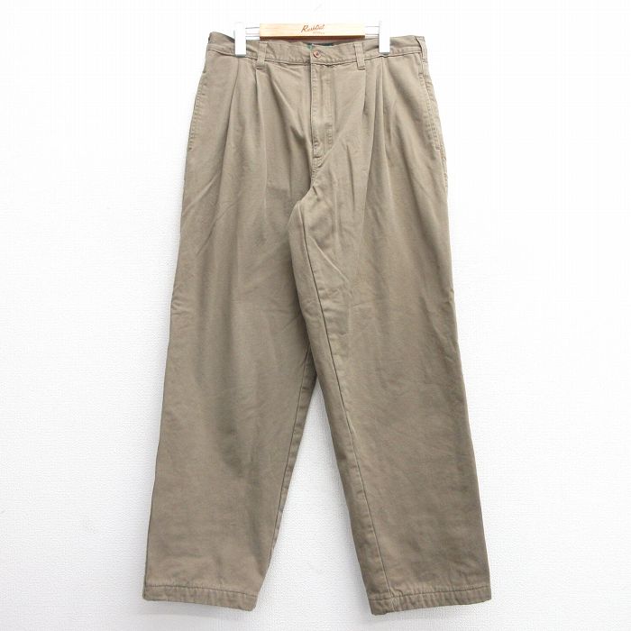 【50%OFF】W33★古着カベラス チノ パンツ チノパン メンズ 00年代 00s コットン 緑系 グリーン 内側フランネル 25jan24 中古 ボトムス ロング