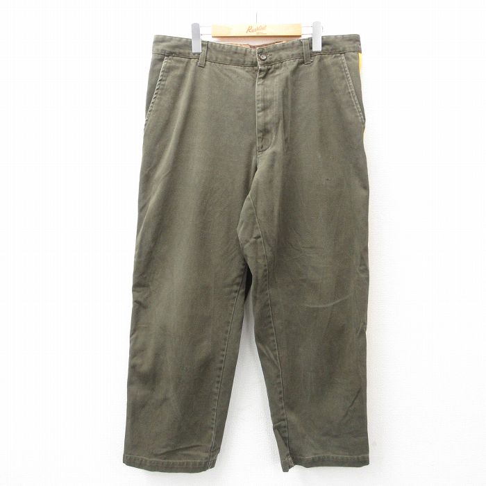 【50%OFF】W39★古着 セントジョンズベイ パンツ メンズ コットン 緑他 グリーン 25jan25 中古 ボトムス ロング