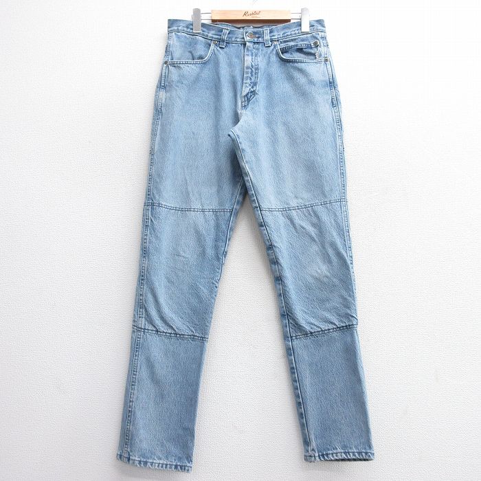 【50%OFF】W32★古着 ジーンズ メンズ 90年代 90s ダブルニー USA製 紺 ネイビー デニム 25jan29 中古 ボトムス ジーパン Gパン ロング パンツ