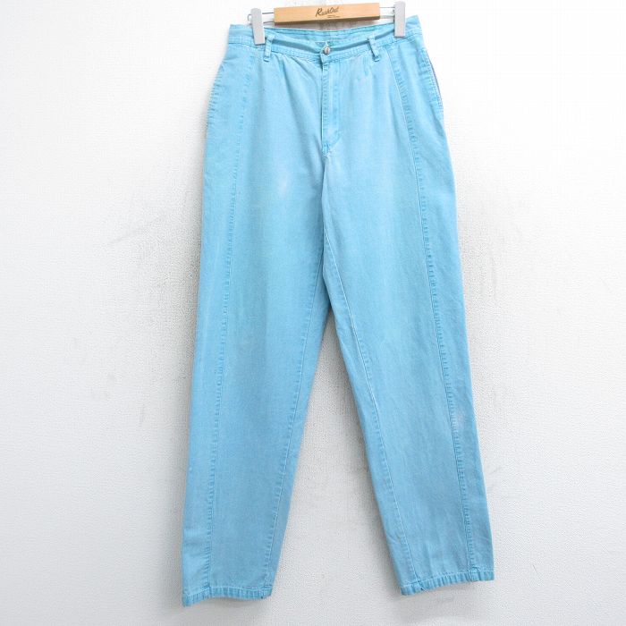 W30★古着 ガッチャ パンツ メンズ 80年代 80s 水色 25feb01 中古 ボトムス ロング