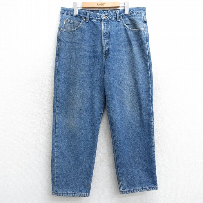 W36★古着 エルエルビーン LLBEAN ジーンズ メンズ 00年代 00s コットン 紺 ネイビー デニム 内側フリース 【spe】 25feb01 中古 ボトムス ジーパン Gパン ロング パンツ