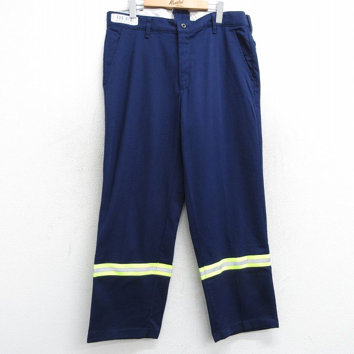 W36★古着 レッドキャップ ワーク パンツ メンズ リフレクター コットン 紺他 ネイビー 25feb01 中古 ボトムス ロング