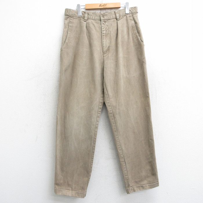 W34★古着 HAGGAR パンツ メンズ コットン ベージュ カーキ 25feb01 中古 ボトムス ロング