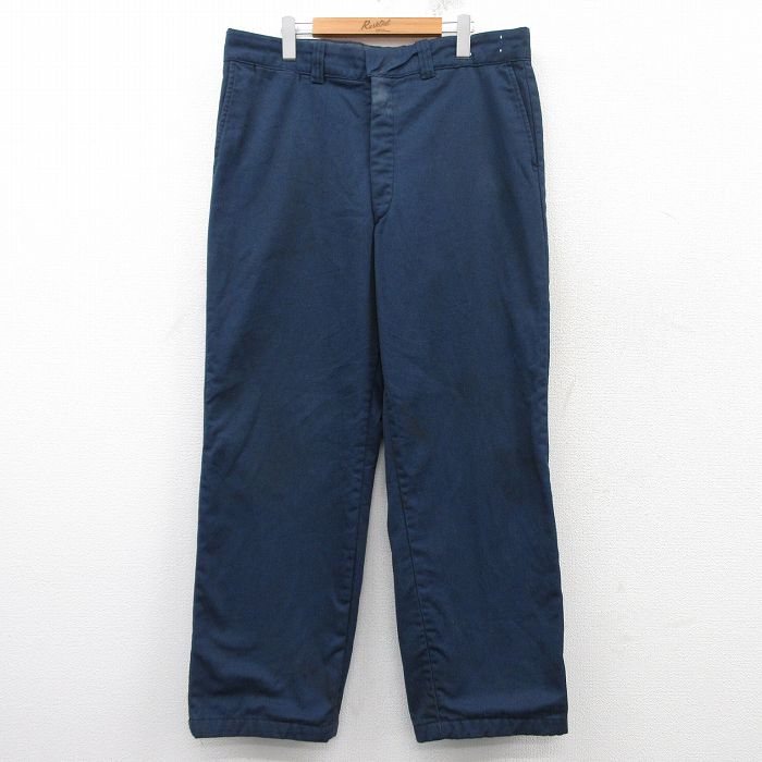 W39★古着 ワーク パンツ メンズ 80年代 80s タロン 紺 ネイビー 25feb04 中古 ボトムス ロング