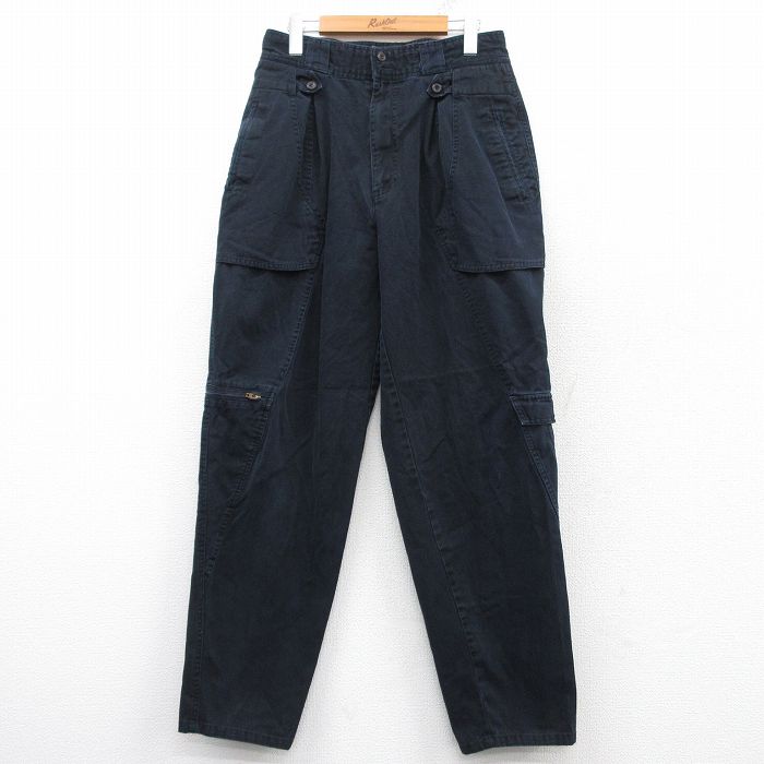 W32★古着 TODAYS NEWS パンツ メンズ 90年代 90s コットン 黒 ブラック 【spe】 25feb04 中古 ボトムス ロング