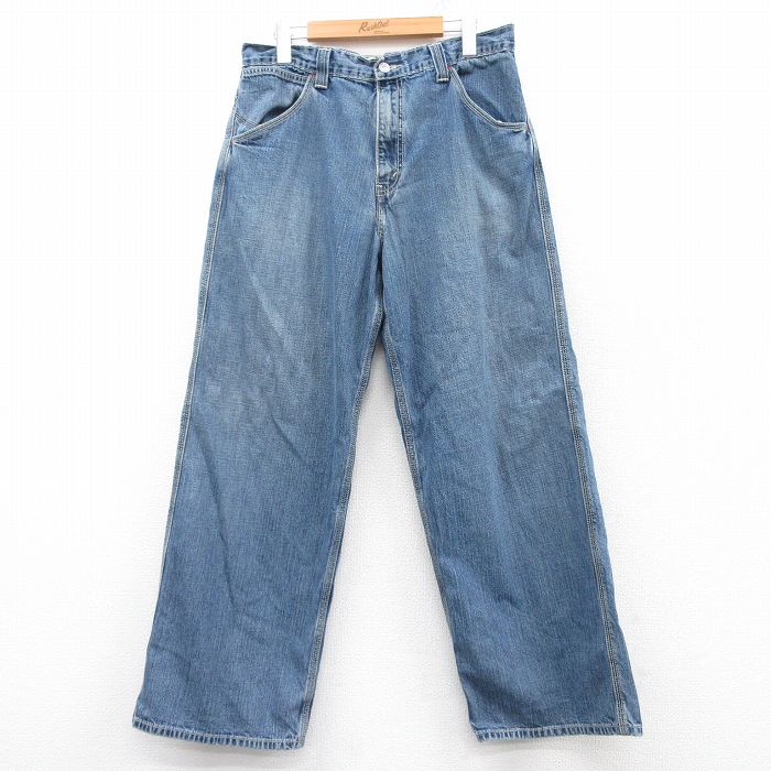 W34★古着 リーバイス Levis ジーンズ メンズ コットン 紺 ネイビー デニム 25feb04 中古 ボトムス ジーパン Gパン ロング パンツ