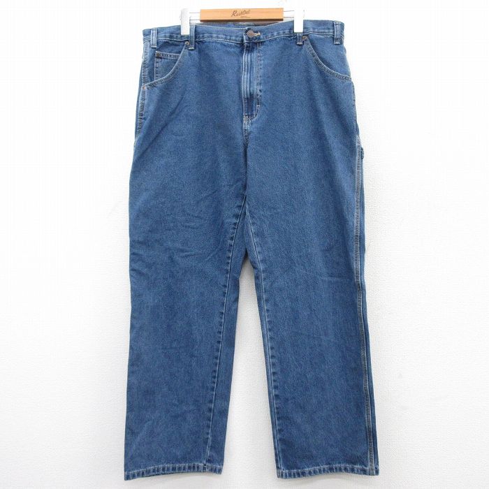 W38★古着 ディッキーズ Dickies ペインター パンツ メンズ コットン 紺 ネイビー デニム 25feb04 中古 ボトムス ロング