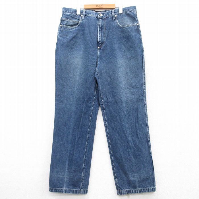 W36★古着 ジーンズ メンズ 00年代 00s コットン 紺 ネイビー デニム 25feb04 中古 ボトムス ジーパン Gパン ロング パンツ