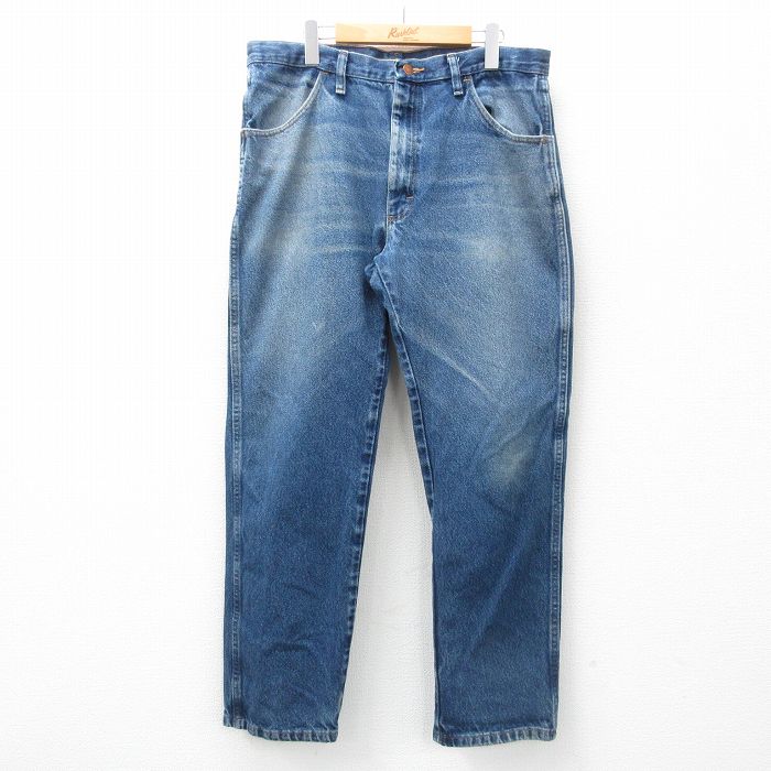 W36★古着 ラスラー ジーンズ メンズ コットン 紺 ネイビー デニム 25feb01 中古 ボトムス ジーパン Gパン ロング パンツ