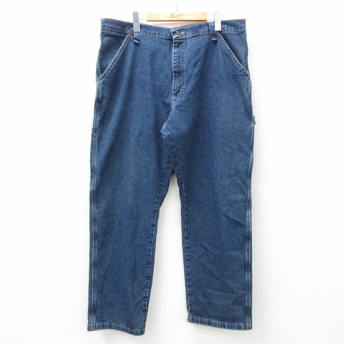 W38★古着 ラングラー Wrangler ペインター パンツ メンズ 紺 ネイビー デニム 25feb01 中古 ボトムス ロング