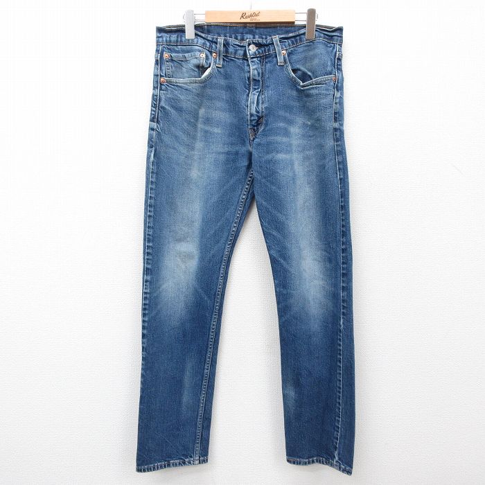 W33★古着 リーバイス Levis 502 ジーンズ メンズ ヒゲ 紺 ネイビー デニム 25feb01 中古 ボトムス ジーパン Gパン ロング パンツ